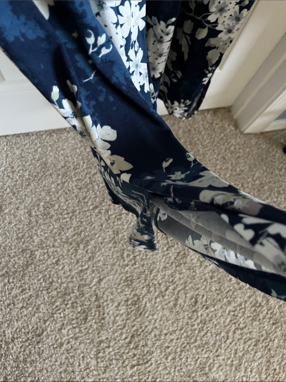 Navy Floral Jumpsuit with Cream Blossoms - Picture 5 of 9